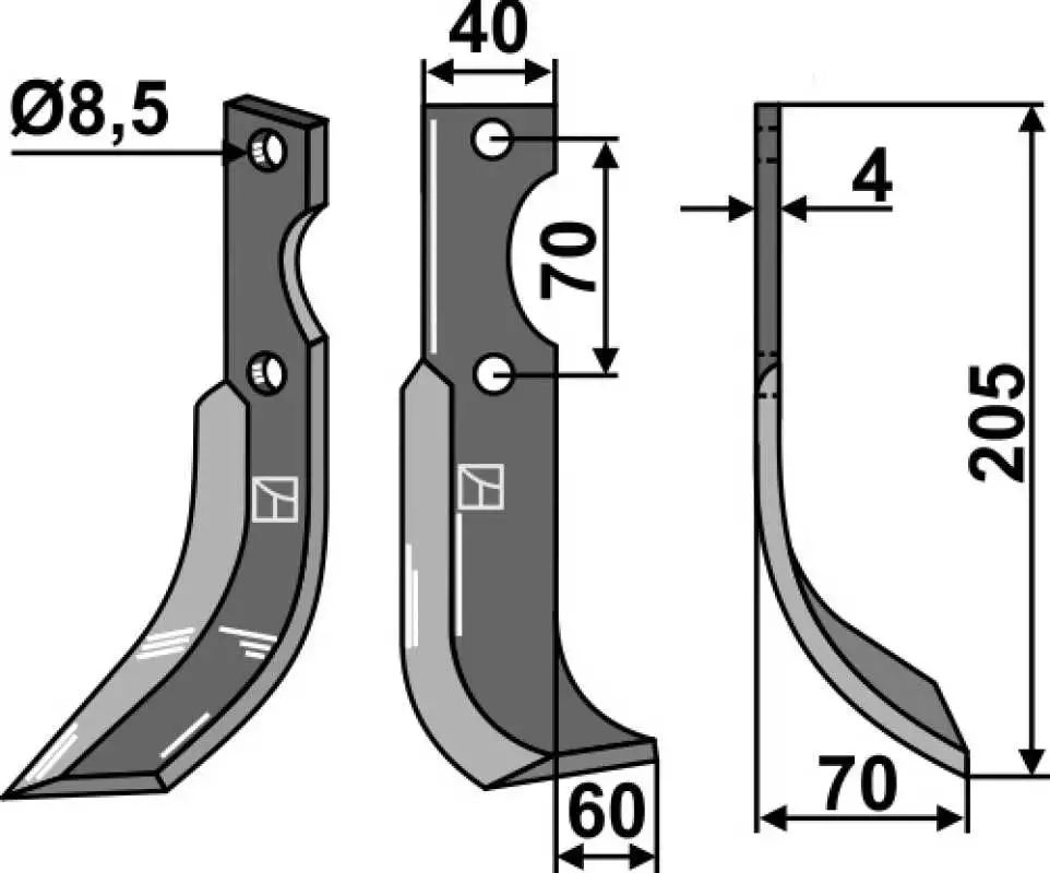 Fräsmesser 205x40mm, rechts